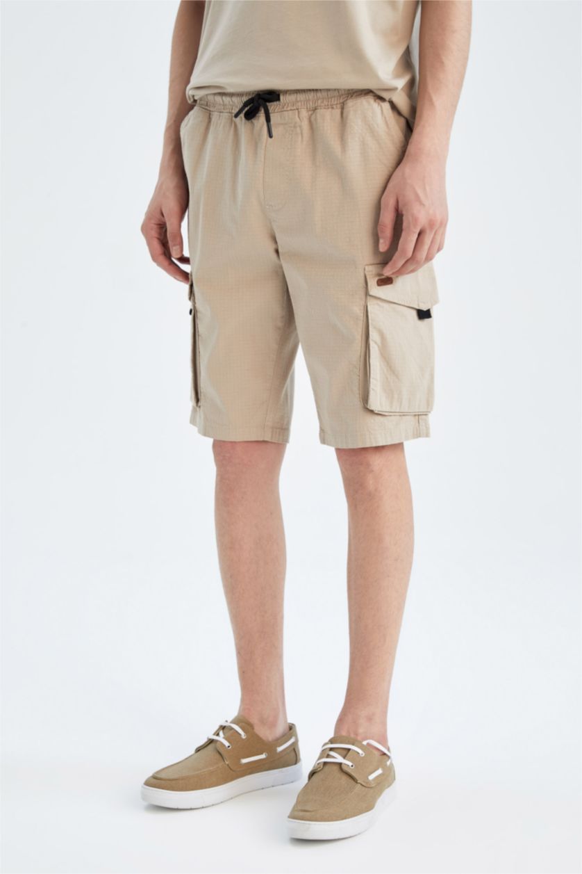 MAN Beige Cargo Jogger Regular Hem Bermuda