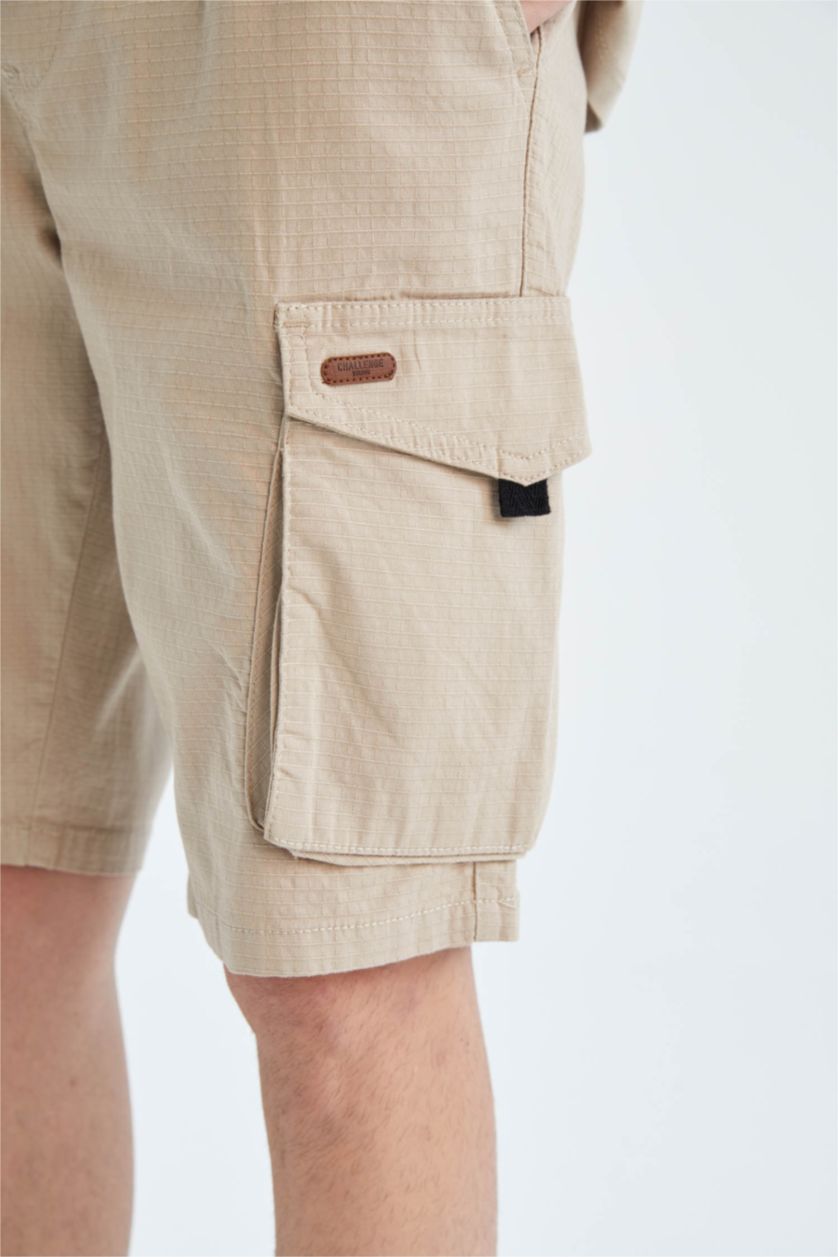 MAN Beige Cargo Jogger Regular Hem Bermuda