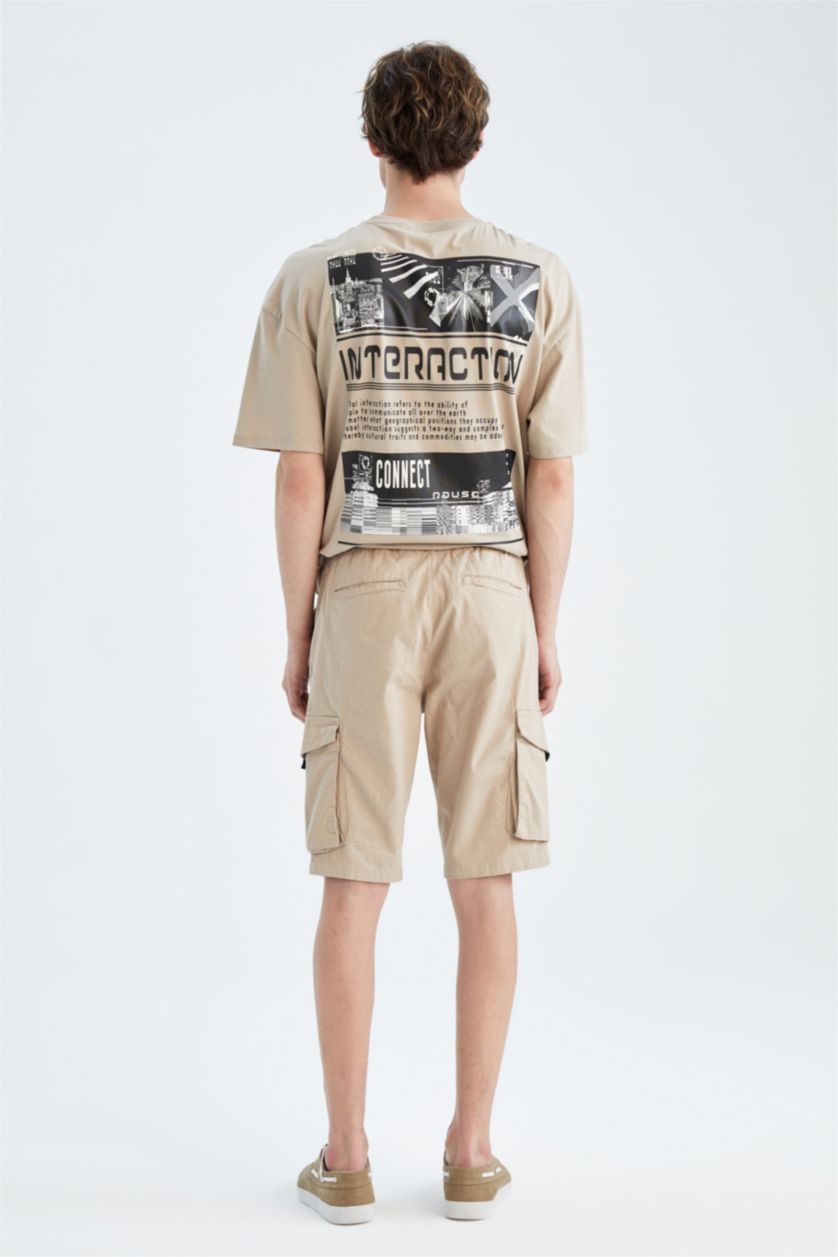 MAN Beige Cargo Jogger Regular Hem Bermuda