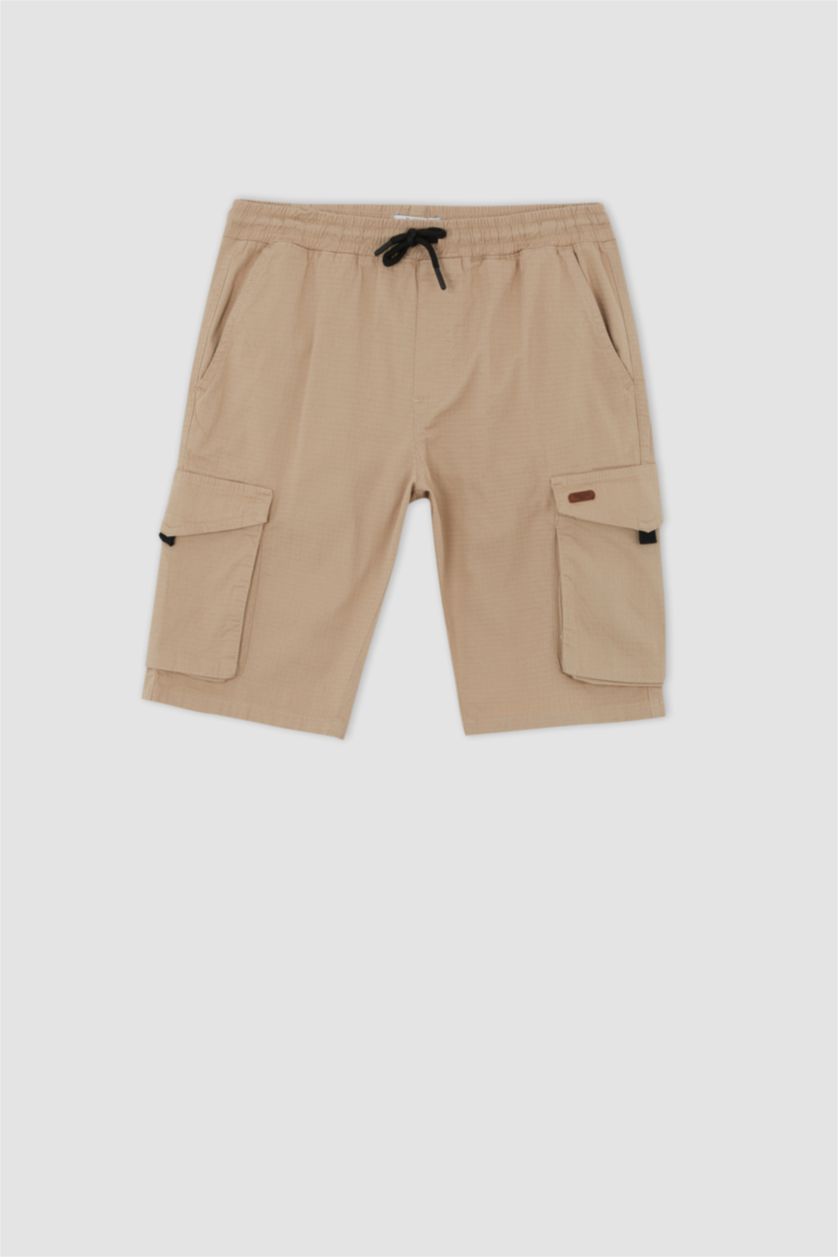 MAN Beige Cargo Jogger Regular Hem Bermuda