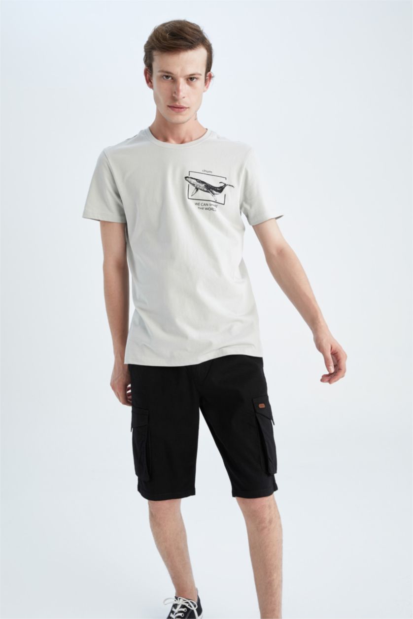 MAN Black Cargo Jogger Regular Hem Bermuda