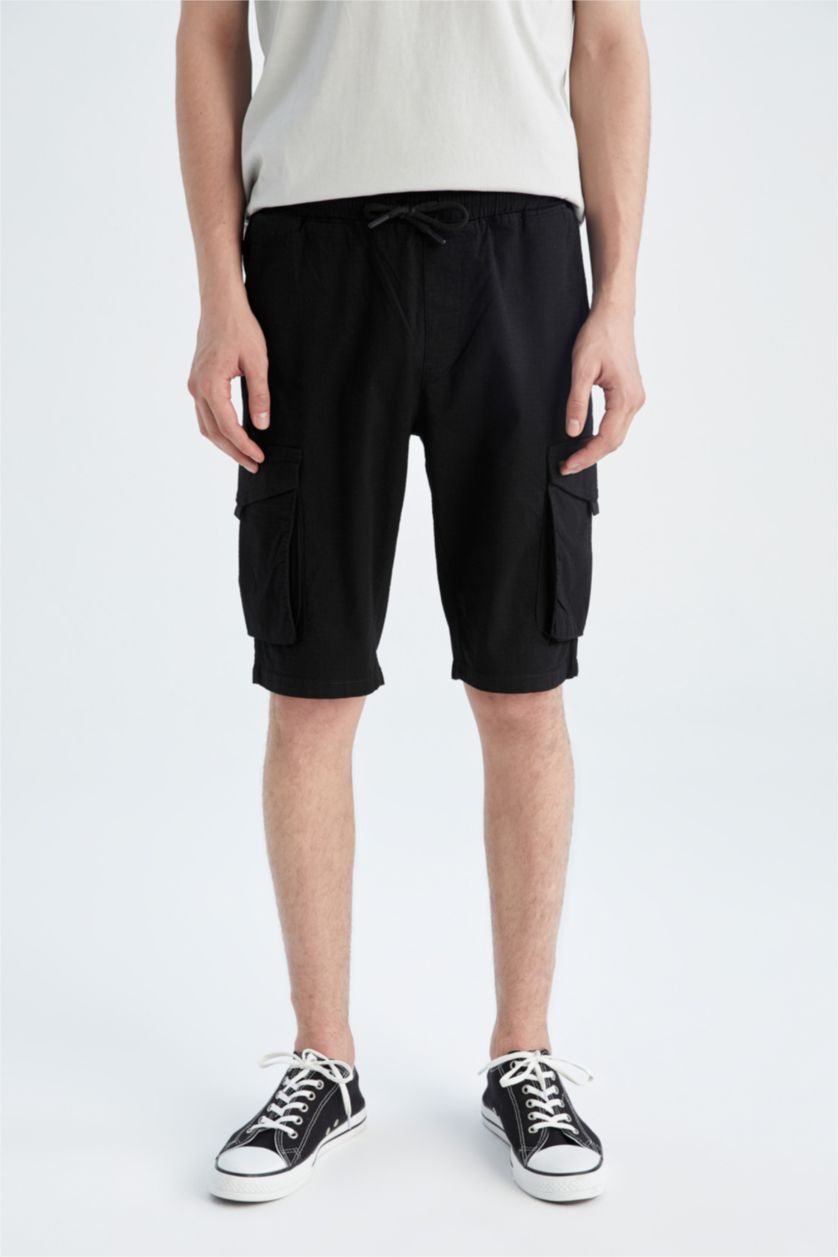 MAN Black Cargo Jogger Regular Hem Bermuda