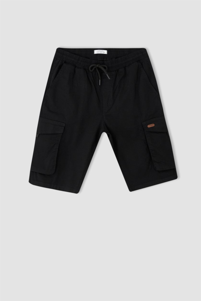 MAN Black Cargo Jogger Regular Hem Bermuda