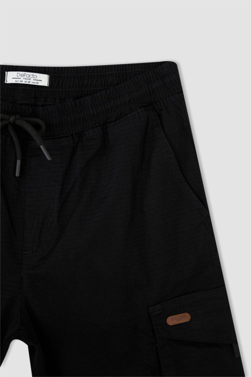 MAN Black Cargo Jogger Regular Hem Bermuda