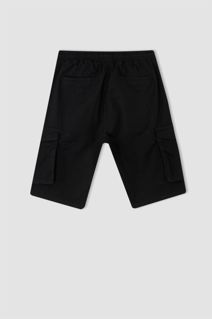 MAN Black Cargo Jogger Regular Hem Bermuda