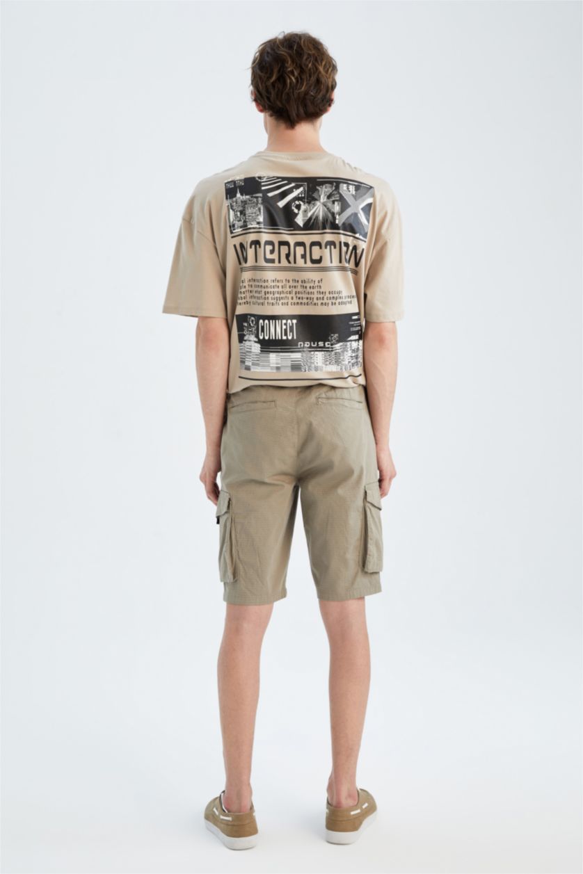 Erkek Açık Haki Kargo Jogger Bermuda Şort