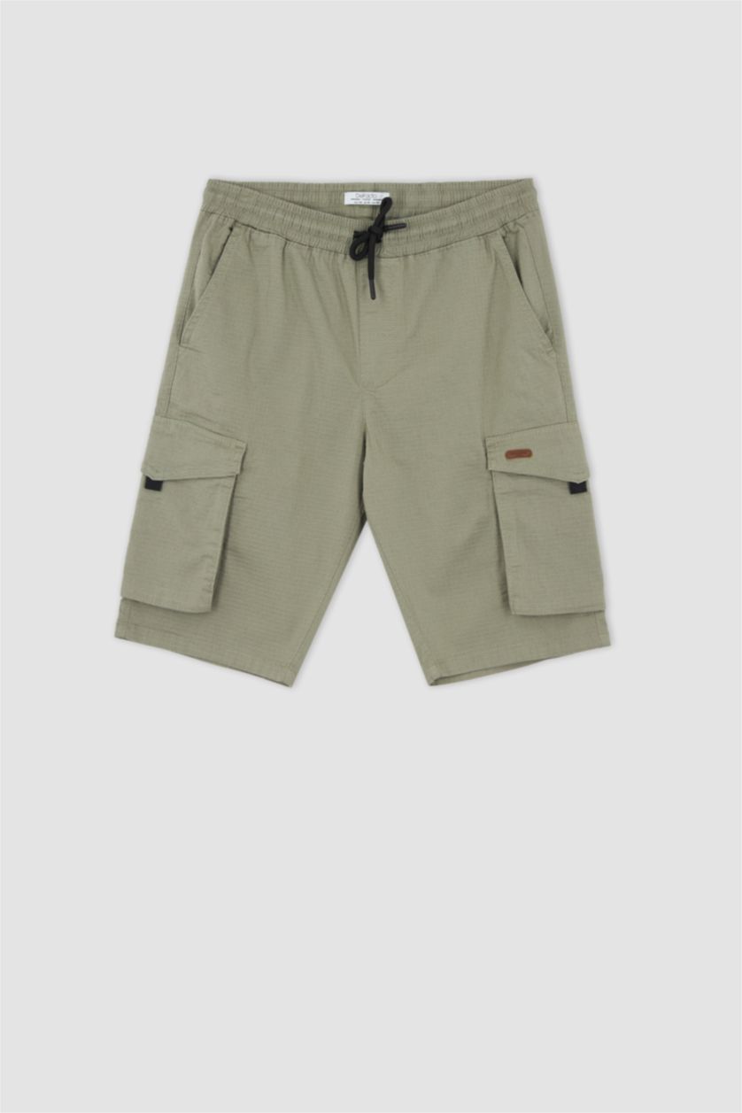 Erkek Açık Haki Kargo Jogger Bermuda Şort