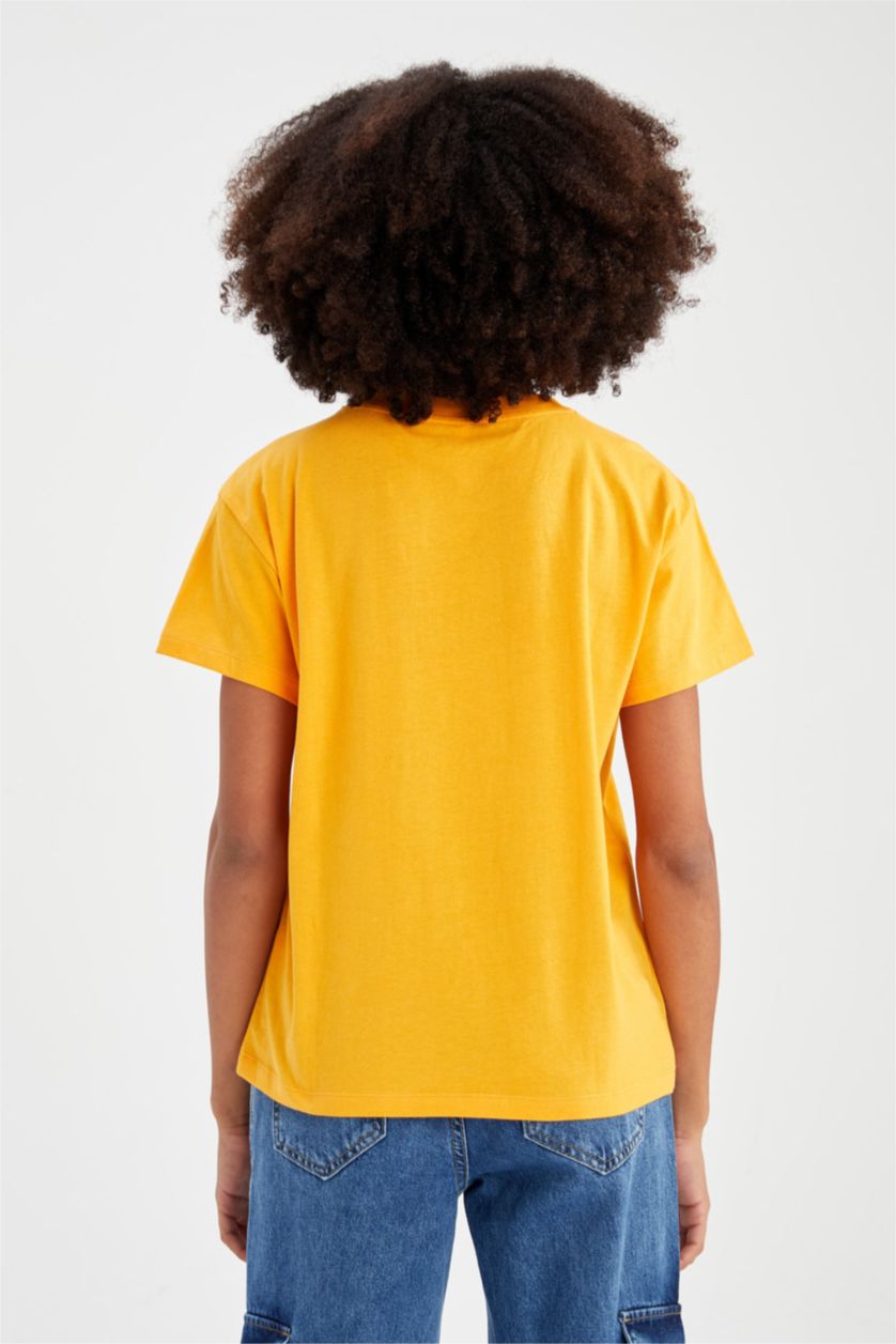 نساء أصفر Regular Fit Short Sleeve T-Shirt