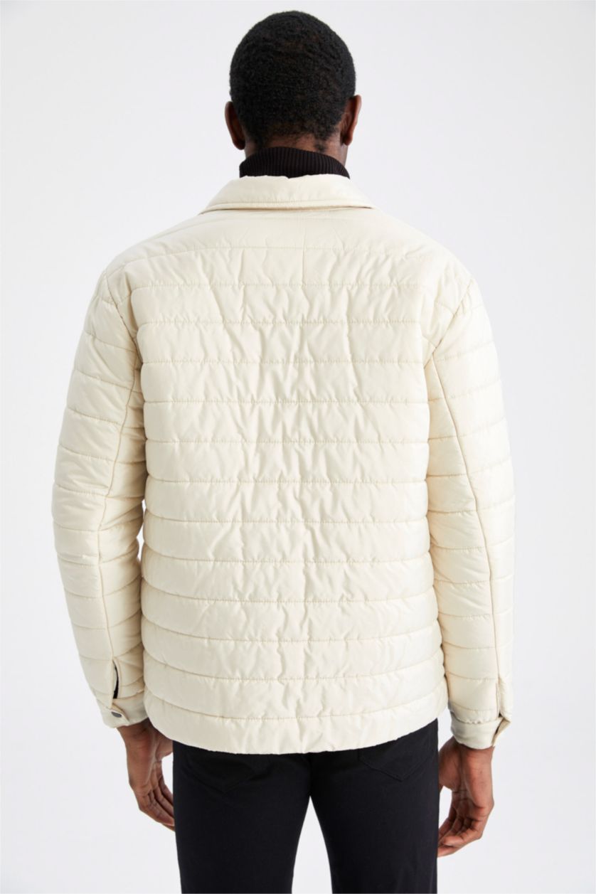 HOMME Beige Veste Matelassée Déperlante Col Polo Coupe Slim