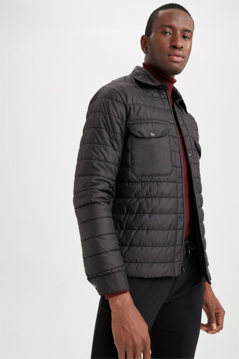 HOMME Noir Chemise Jaquette Coupe slim raccourcie Col Polo