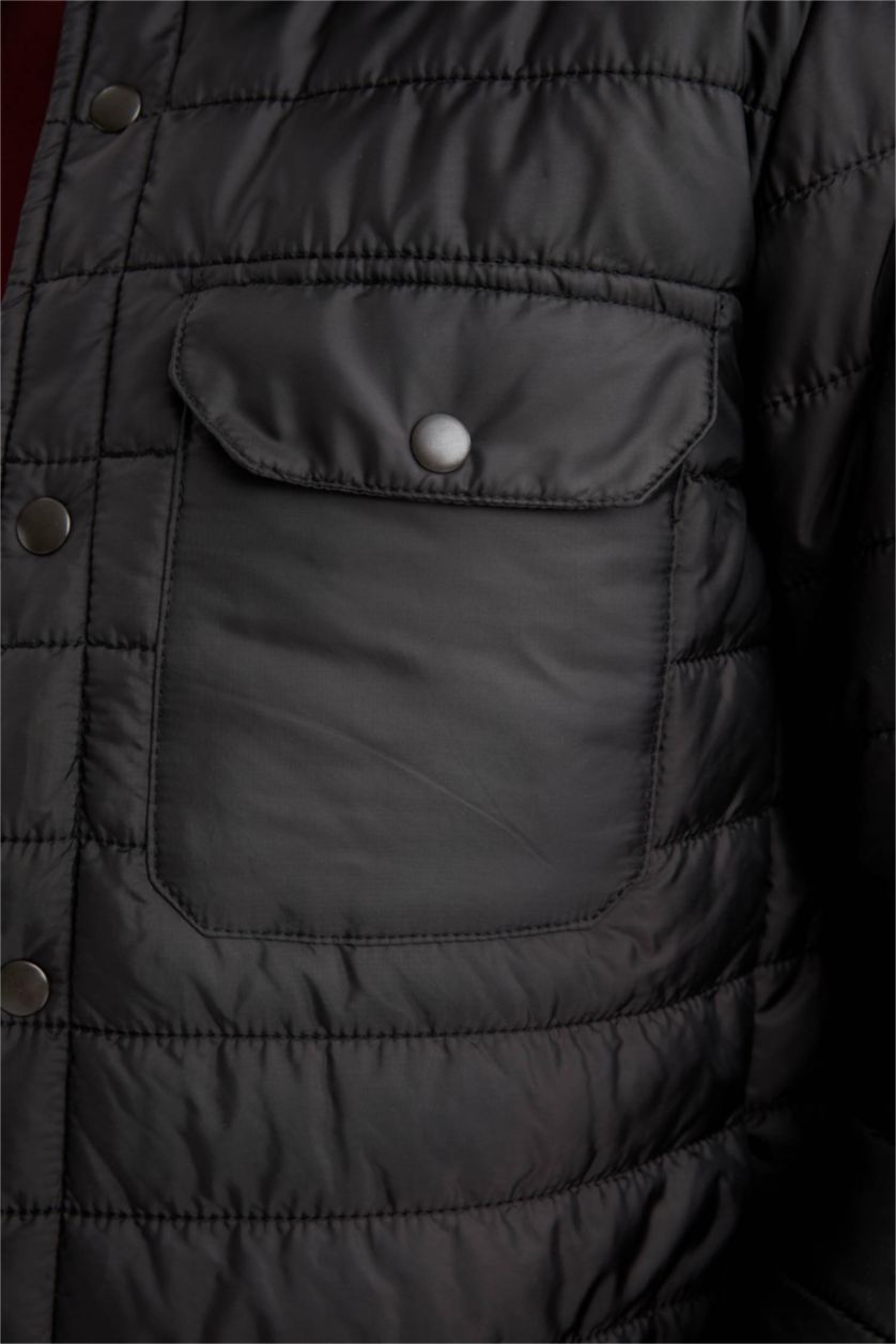 HOMME Noir Chemise Jaquette Coupe slim raccourcie Col Polo