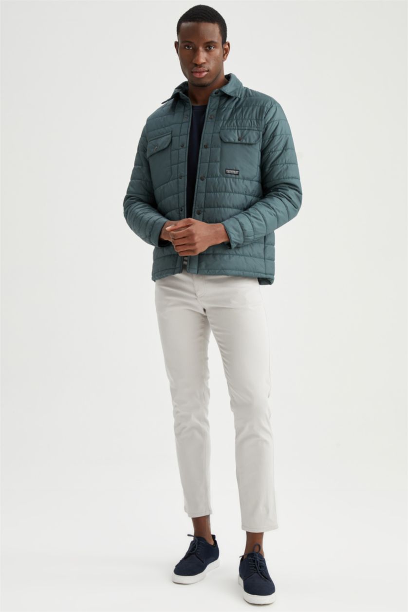 HOMME Vert Chemise Jaquette Coupe slim raccourcie Col Polo