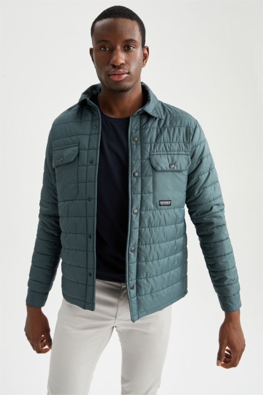 HOMME Vert Chemise Jaquette Coupe slim raccourcie Col Polo