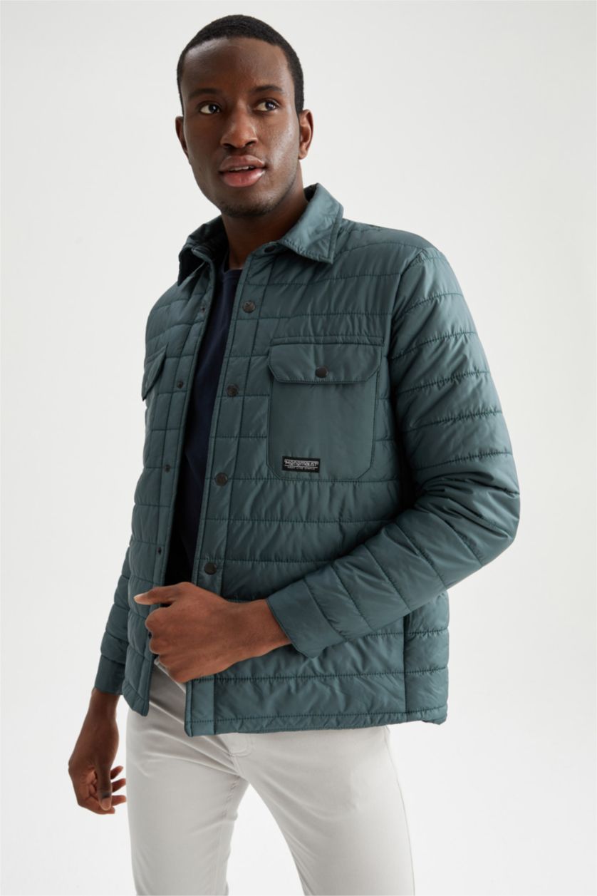 HOMME Vert Chemise Jaquette Coupe slim raccourcie Col Polo