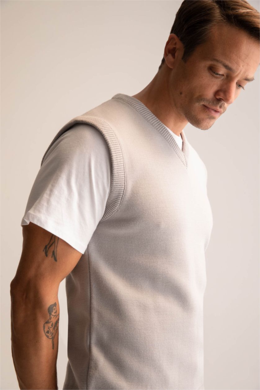 MAN Light Grey Melange Relax Fit Sweater