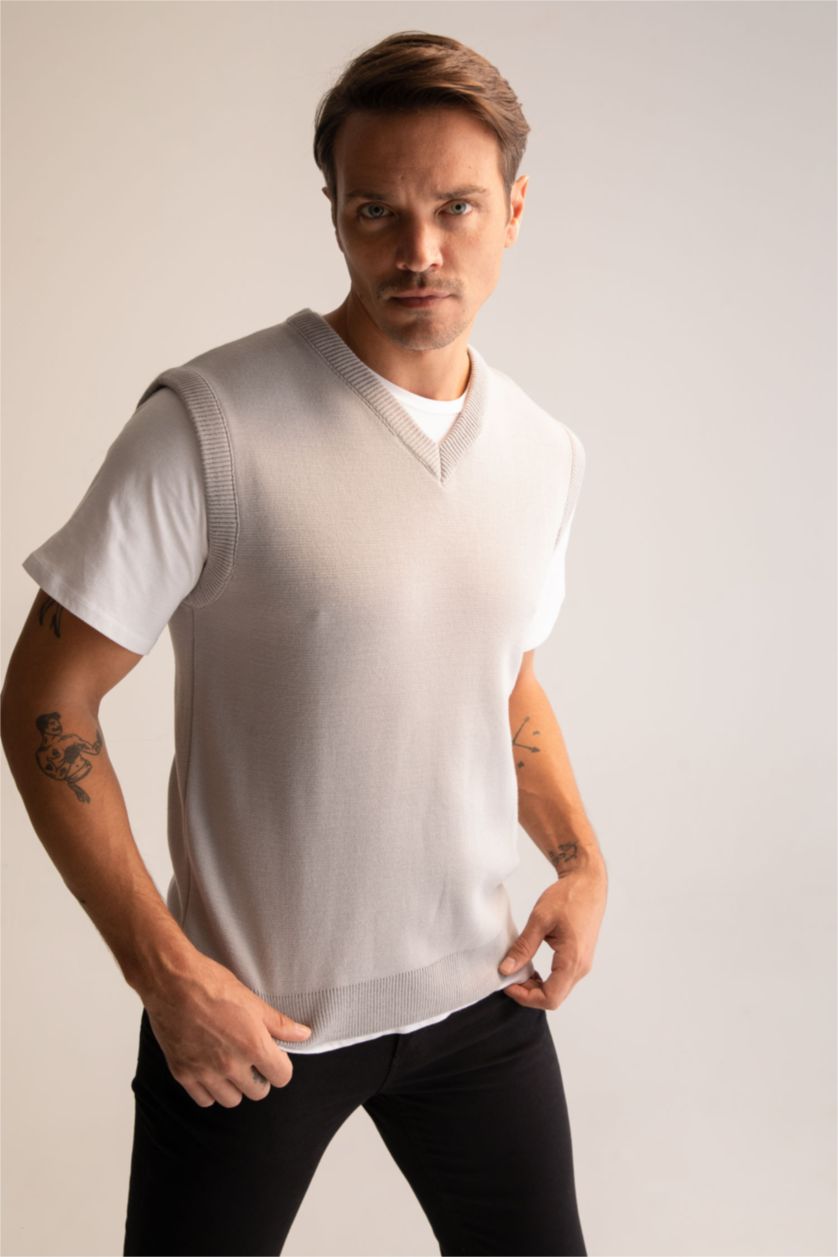 MAN Light Grey Melange Relax Fit Sweater