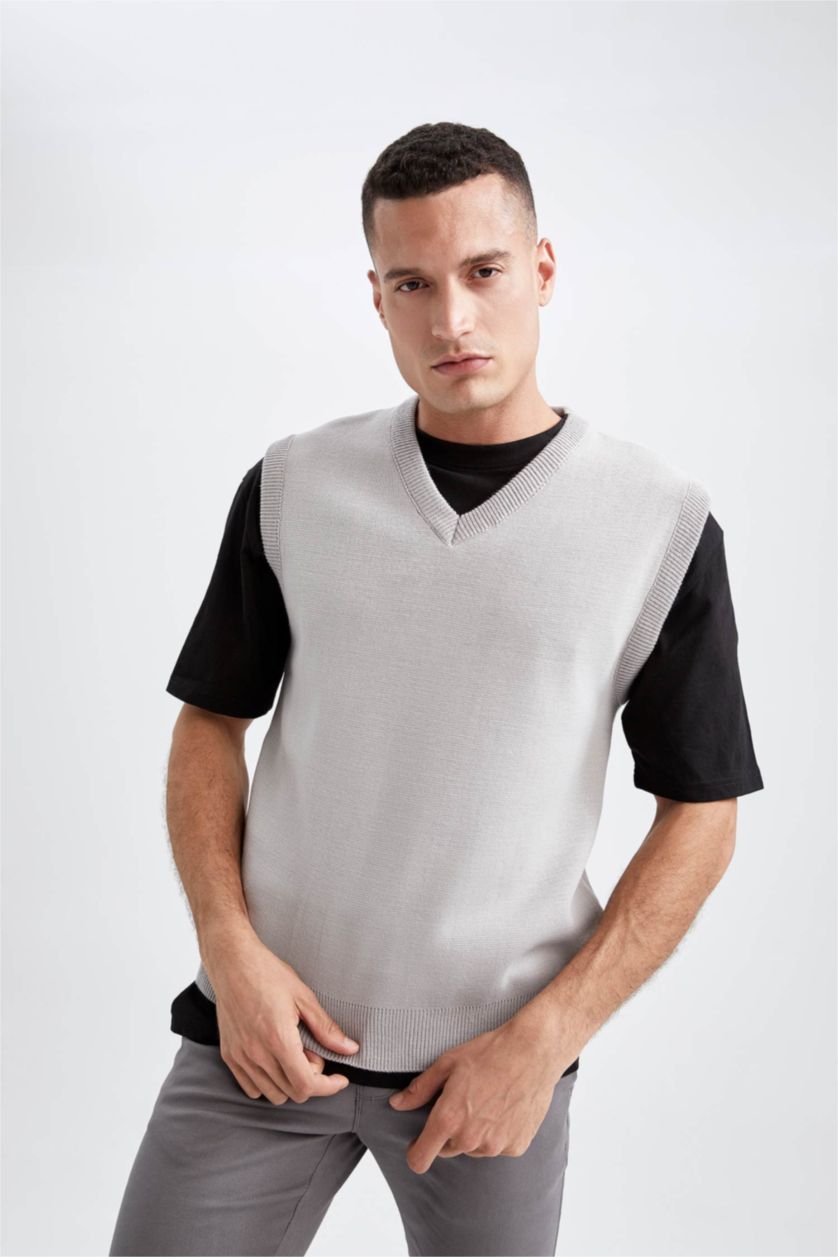 MAN Light Grey Melange Relax Fit Sweater