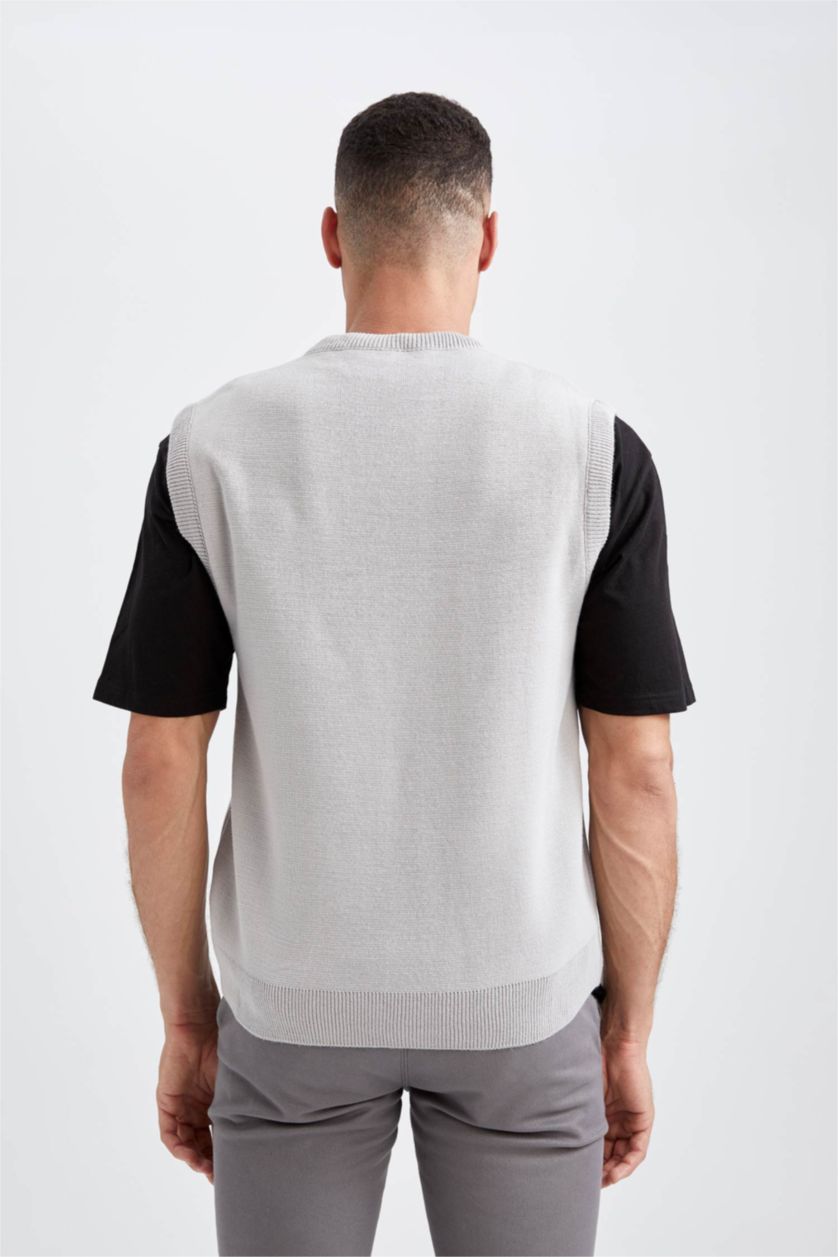 MAN Light Grey Melange Relax Fit Sweater