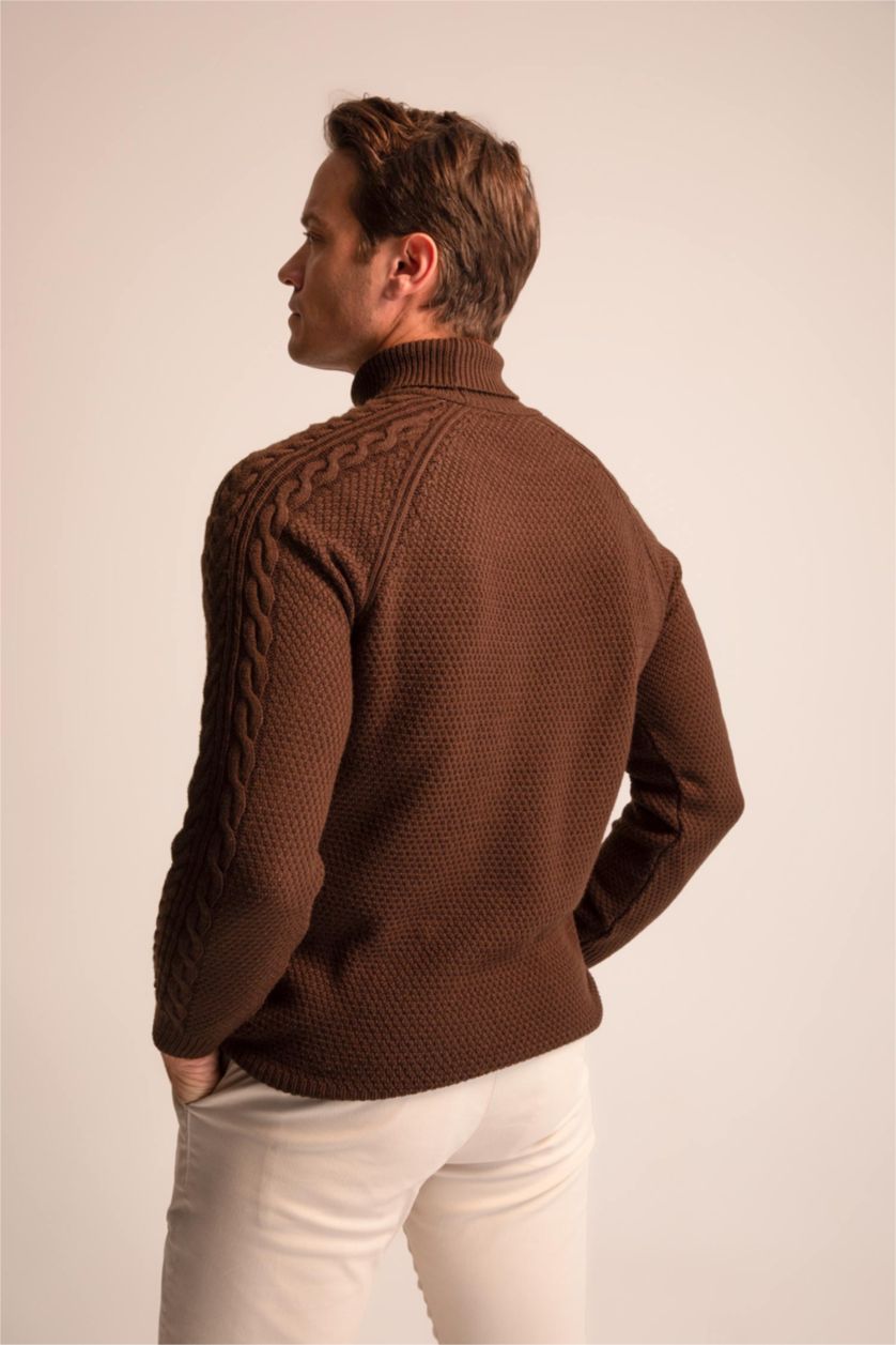 HOMME Marron Pull Col roulé