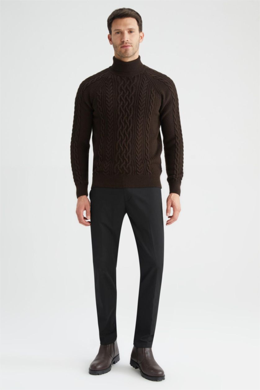 HOMME Marron Pull Col roulé