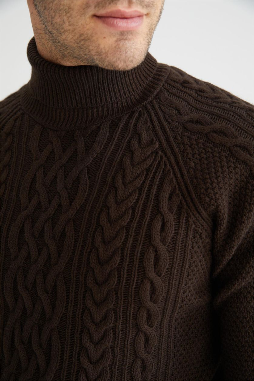 HOMME Marron Pull Col roulé