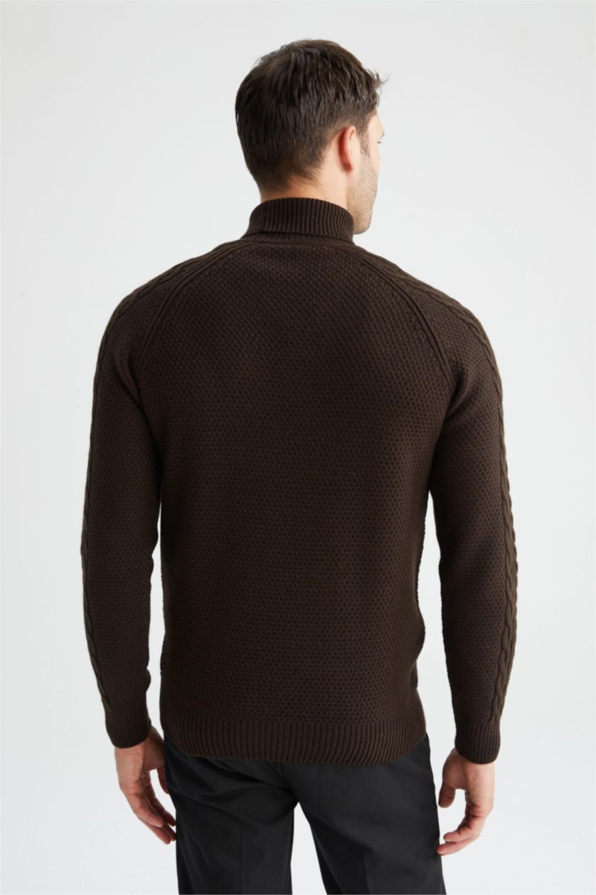 HOMME Marron Pull Col roulé