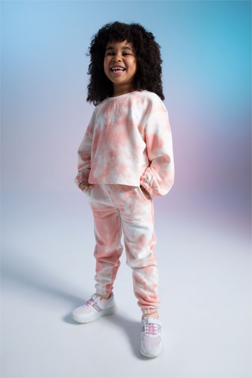 Girls & Teens Pink Girl Long Sleeve Batik Print Crop Sweatshirt