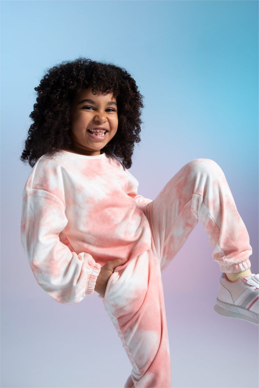 Girls & Teens Pink Girl Long Sleeve Batik Print Crop Sweatshirt