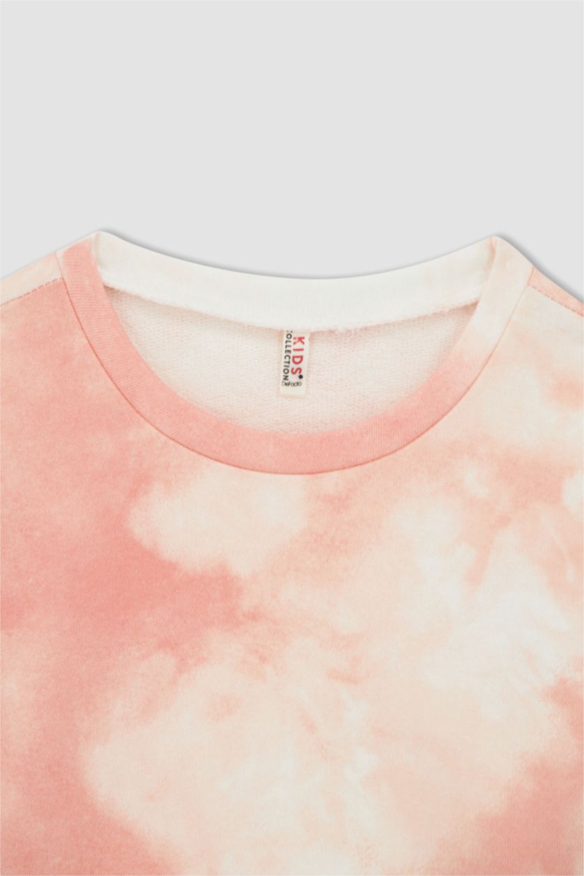 Girls & Teens Pink Girl Long Sleeve Batik Print Crop Sweatshirt