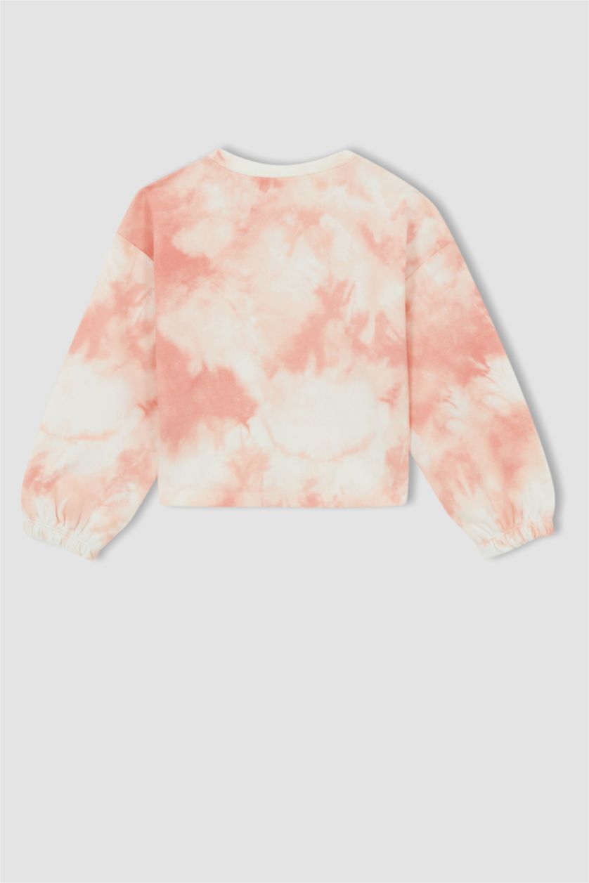 Girls & Teens Pink Girl Long Sleeve Batik Print Crop Sweatshirt