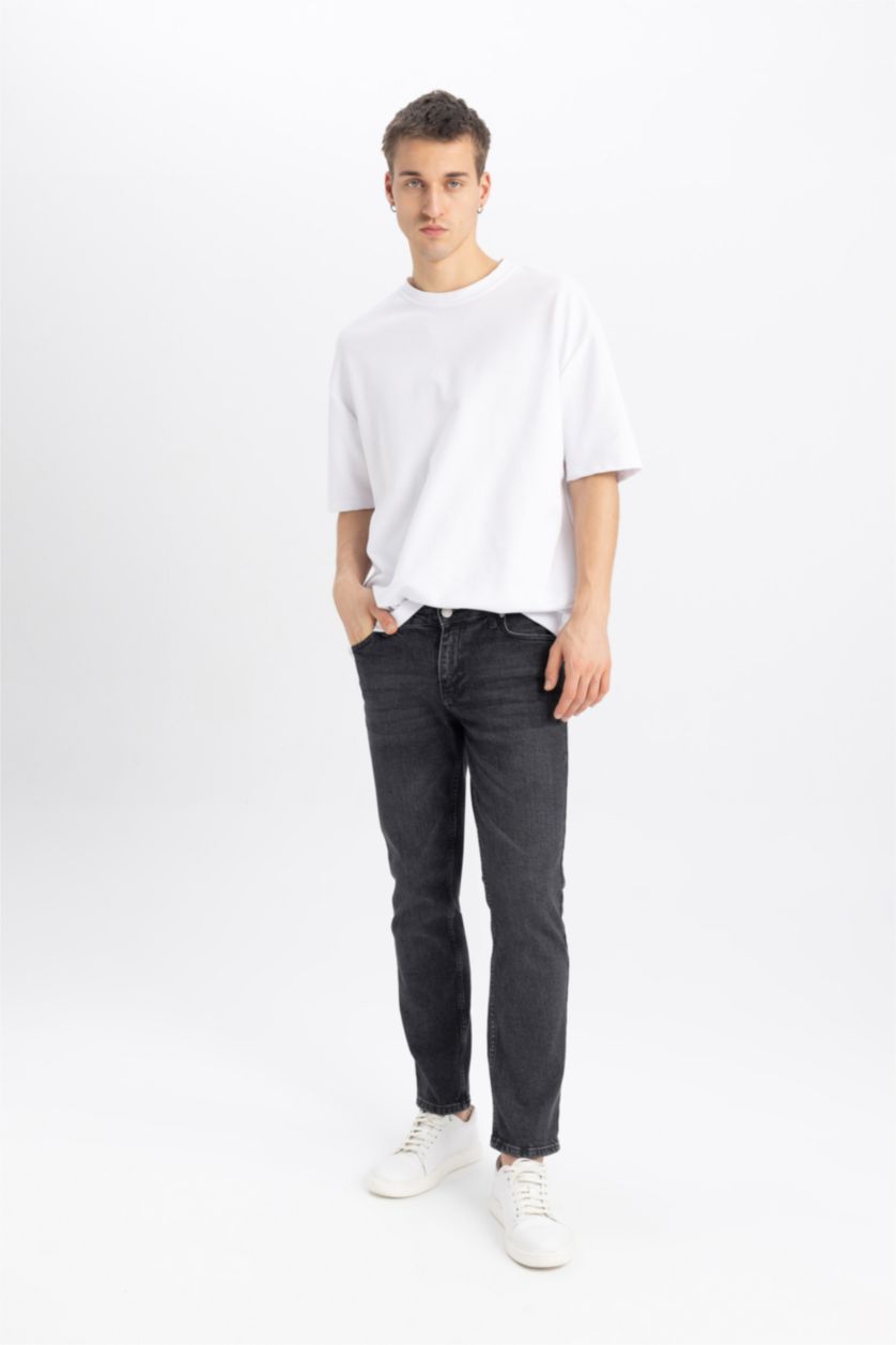 MAN Anthracite Pedro Slim Fit Slim Fit Normal Waist Narrow Leg Jeans