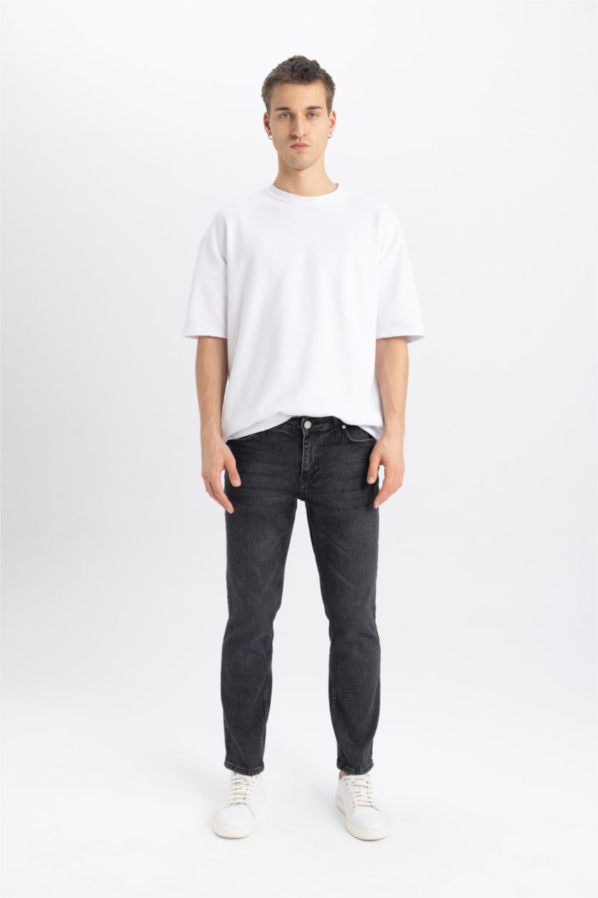 MAN Anthracite Pedro Slim Fit Slim Fit Normal Waist Narrow Leg Jeans