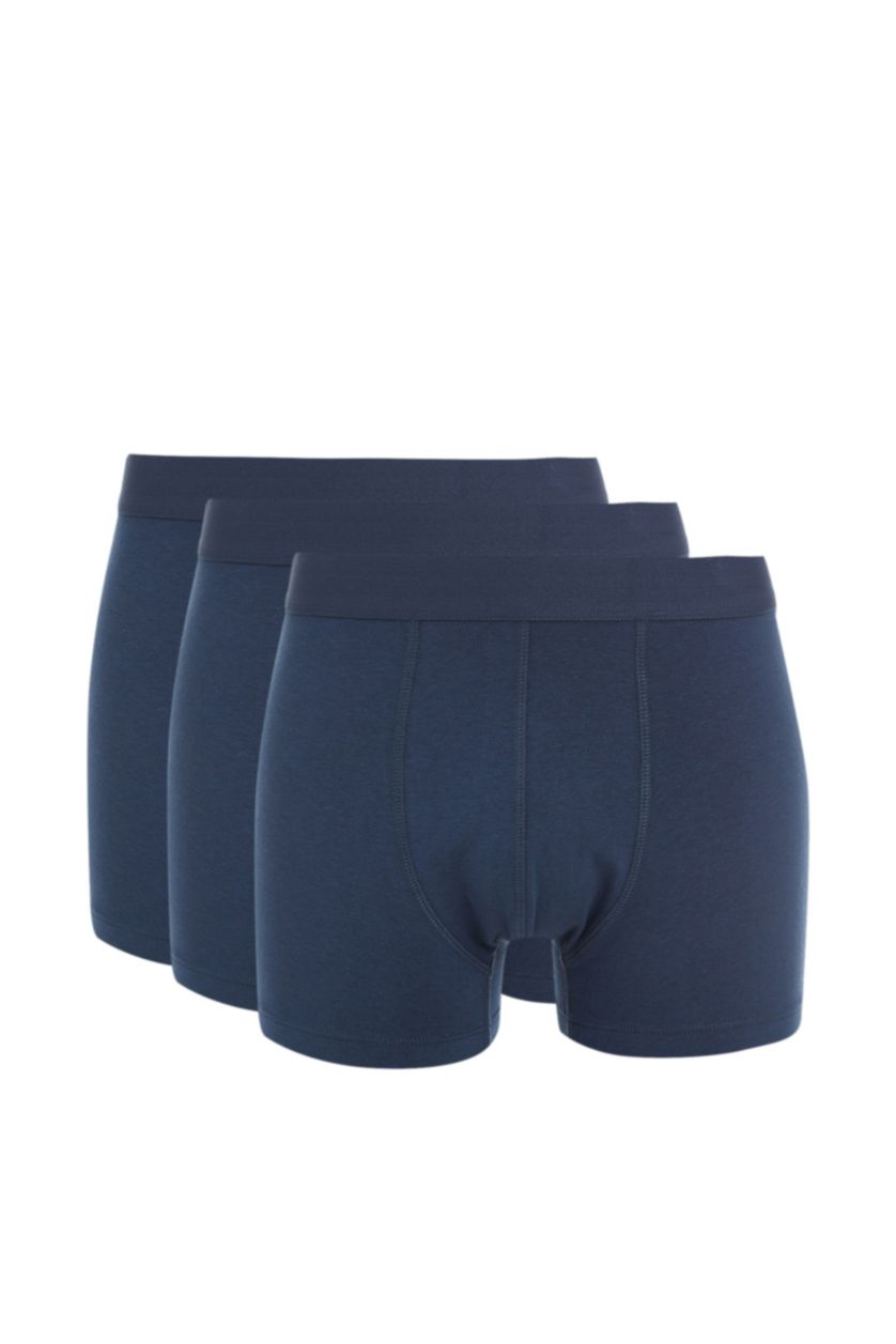 HOMME Bleu Foncé Defacto Fit Boxer en maille 3 pièces coupe slim en coton élasthanne