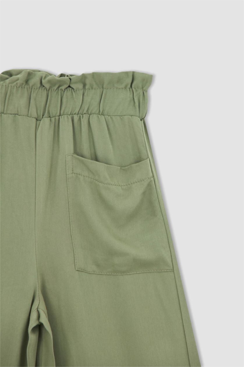 FILLES Kaki Large Pantalon Viscose Coupe Culotte