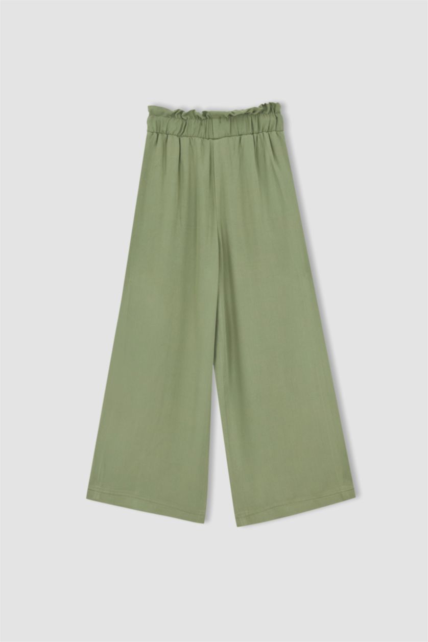 FILLES Kaki Large Pantalon Viscose Coupe Culotte