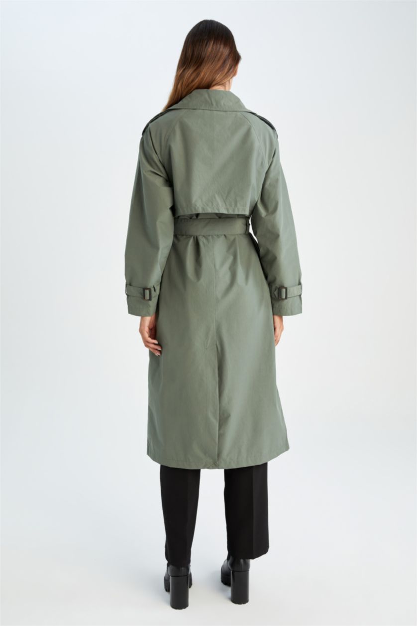 نساء أخضر غامق معطف ترانش قصة مريحة