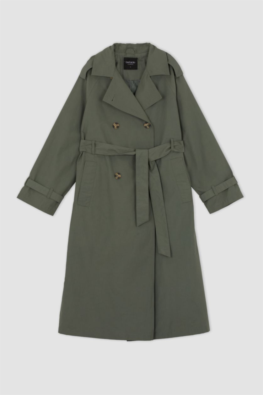 نساء أخضر غامق معطف ترانش قصة مريحة