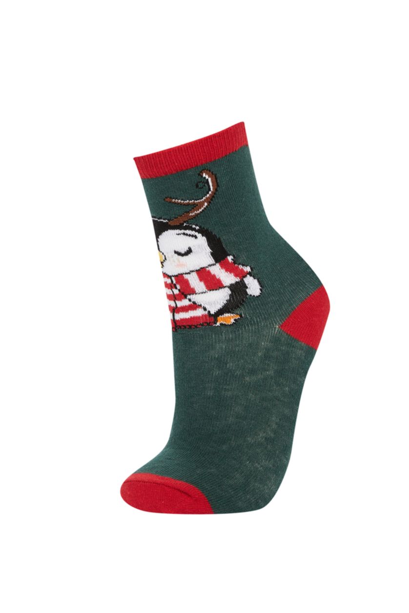Kız Çocuk - Genç Kız Karma Kız Çocuk Yılbaşı Temalı Pamuklu 3'lü Uzun Çorap