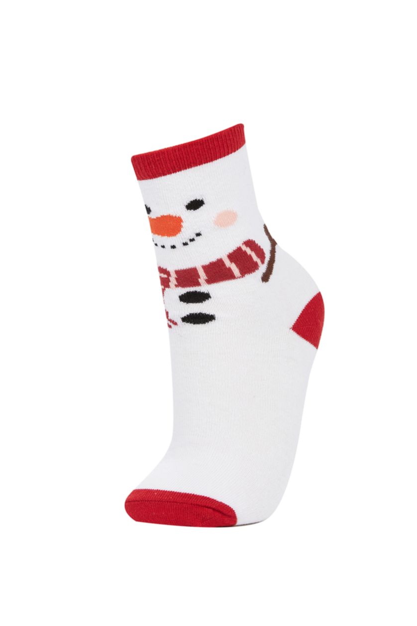 Kız Çocuk - Genç Kız Karma Kız Çocuk Yılbaşı Temalı Pamuklu 3'lü Uzun Çorap