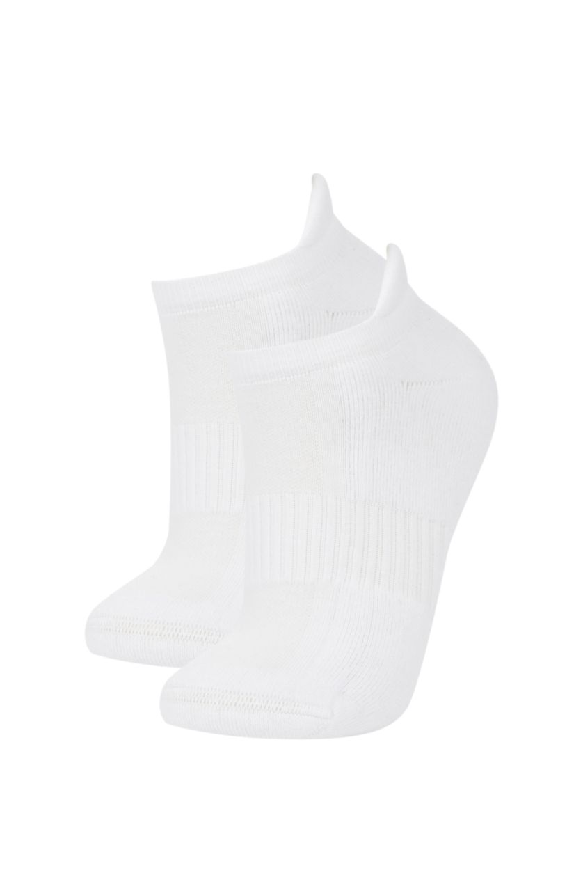 WOMAN White Defacto Fit Women's Basic Cotton 2-Pack Sports Short Terry Socks