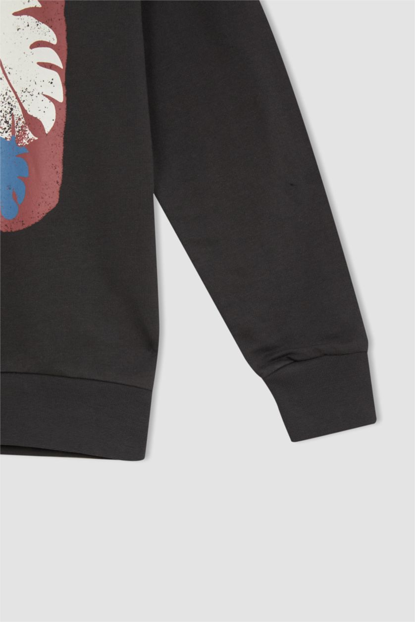 Мальчики и подростки Антрацит Свитшот оверсайз с круглым вырезом и принтом для мальчиков