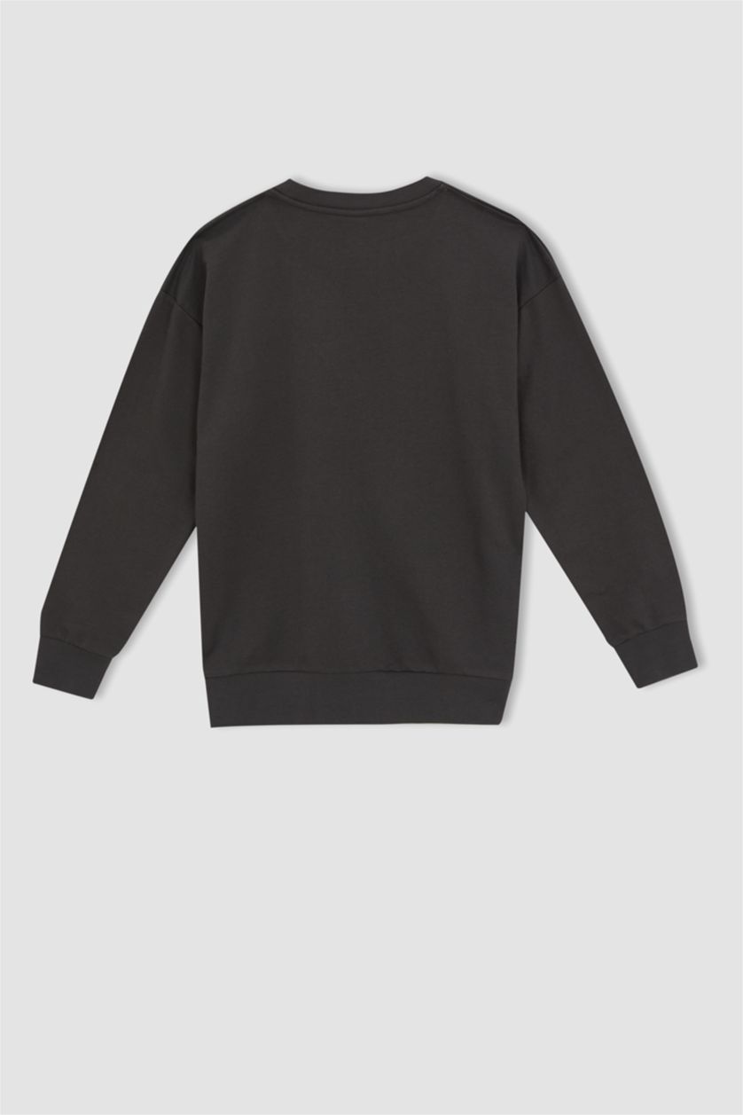 Мальчики и подростки Антрацит Свитшот оверсайз с круглым вырезом и принтом для мальчиков
