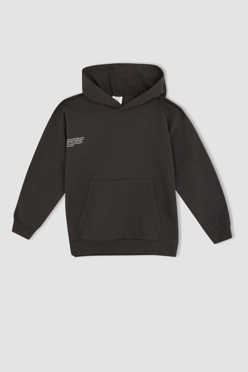 أولاد أنثرا سويت شيرت اوفر سايز بغطاء للرأس بجيب الكنغر