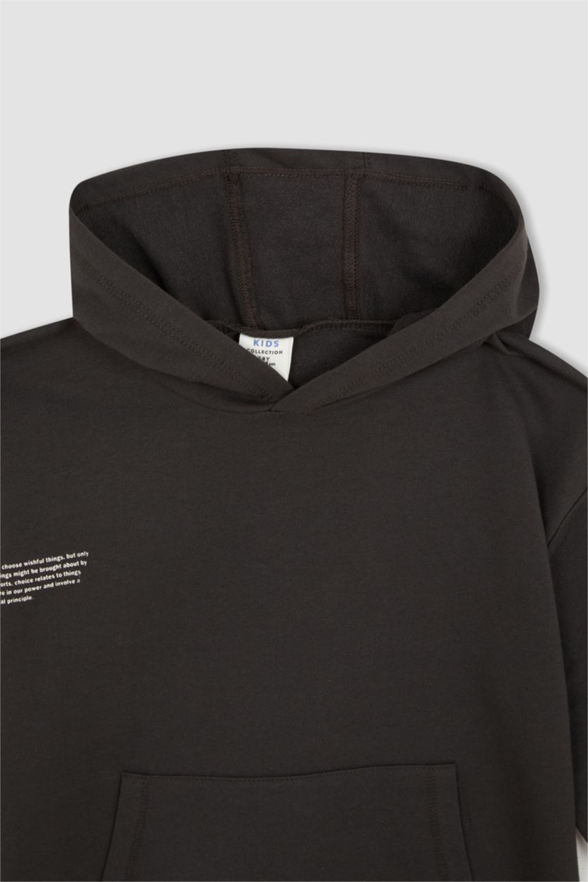 أولاد أنثرا سويت شيرت اوفر سايز بغطاء للرأس بجيب الكنغر