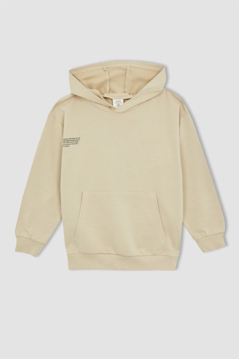 أولاد جملي سويت شيرت اوفر سايز بغطاء للرأس بجيب الكنغر