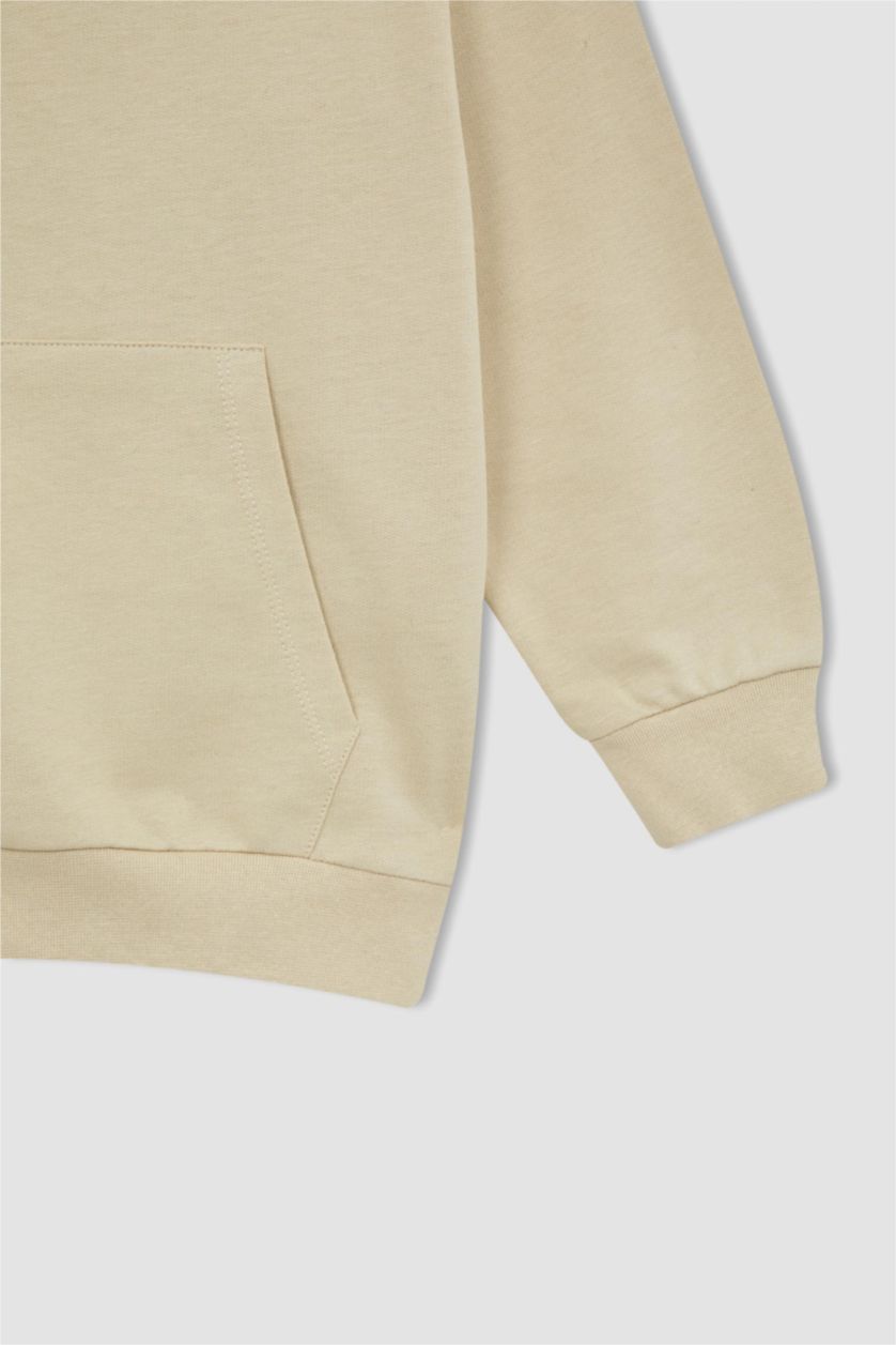 أولاد جملي سويت شيرت اوفر سايز بغطاء للرأس بجيب الكنغر