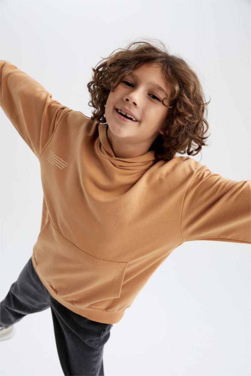 Хлопчачий Бежевий Світшот оверсайз з тонкої тканини для хлопчиків