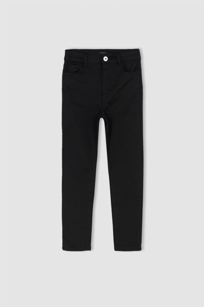 GIRLS & TEENS Black Girls Regular Fit Gabardine Trousers