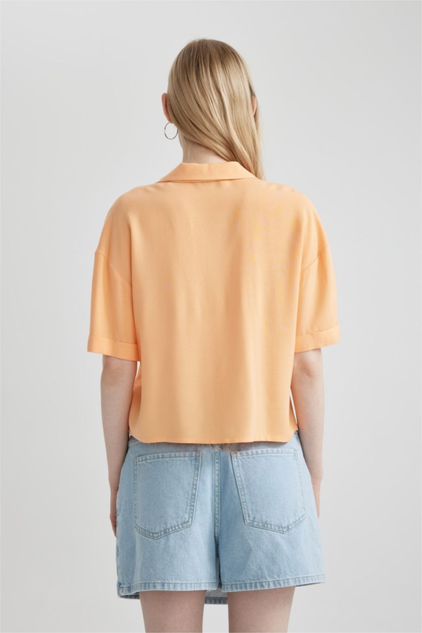 FEMME Orange Chemise à Manches Courtes Coupe régulière