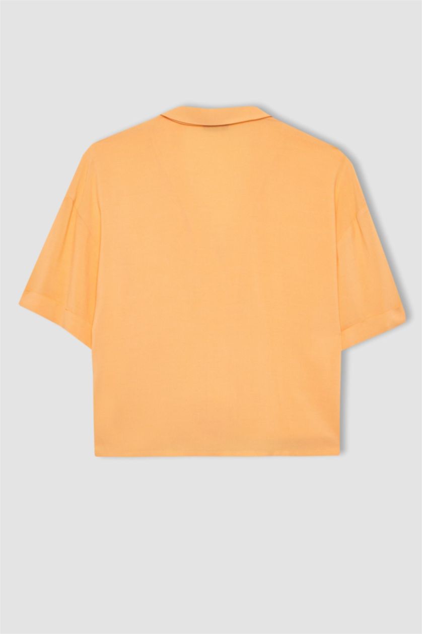 FEMME Orange Chemise à Manches Courtes Coupe régulière